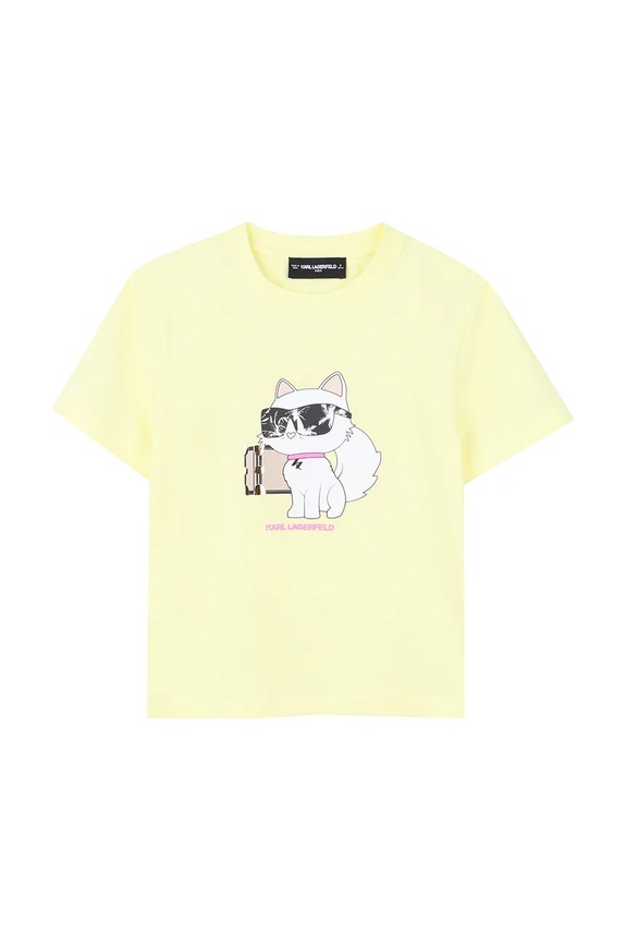 Παιδικό μπλουζάκι Karl Lagerfeld στάμπα κίτρινο Z31162.86.108