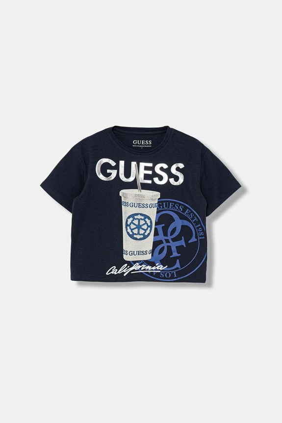 Dětské tričko Guess potisk námořnická modř J6GI06.K6YW4.PPY2.M