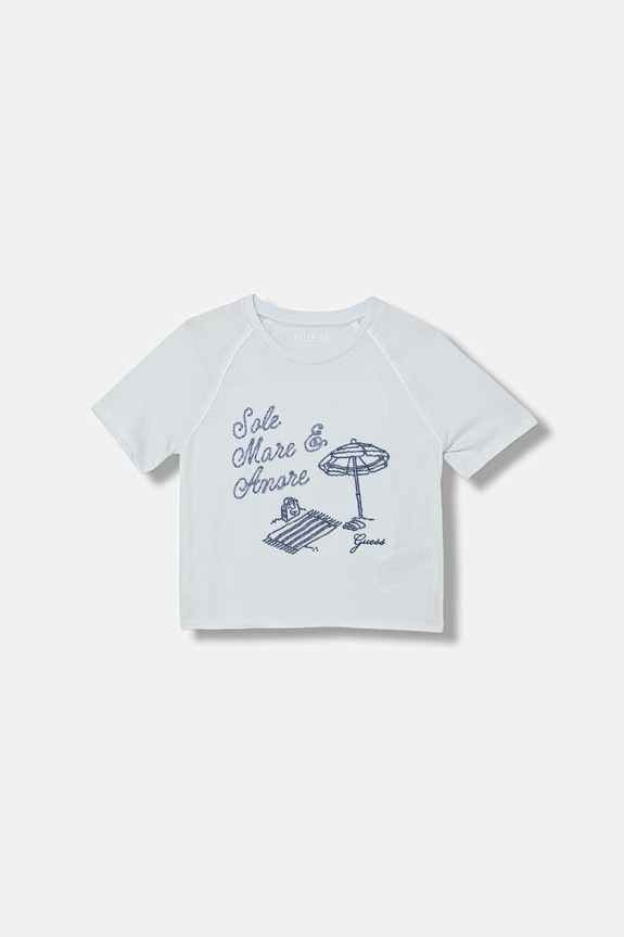 Guess t-shirt dziecięcy bawełniany niebieski J6GI08.K8HM4.PPY2.M