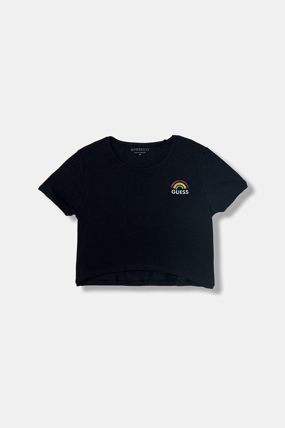 Guess t-shirt dziecięcy bawełniany z elastanem czarny J6GI10.K6YW4.PPY2.M