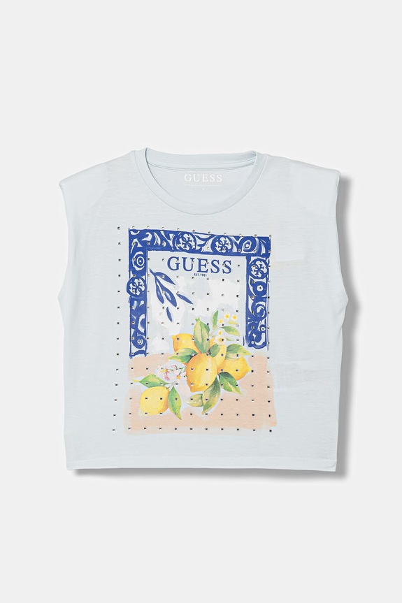 Guess top pentru copii, din bumbac albastru J6GI12.K8HM4.PPY2.M