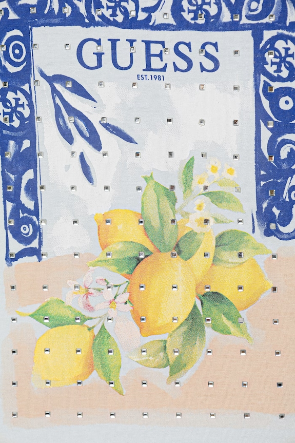 Fete Guess top pentru copii, din bumbac J6GI12.K8HM4.PPY2.M albastru