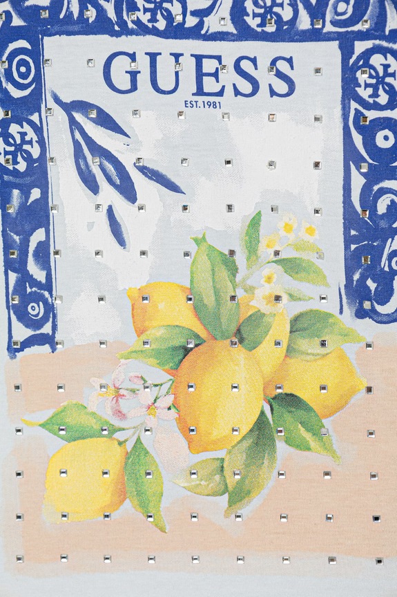 Fete Guess top pentru copii, din bumbac J6GI12.K8HM4.PPY2.M albastru