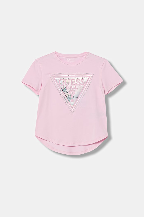 Детска памучна тениска Guess еластичен розов J6GI13.K6YW4.PPY2.M