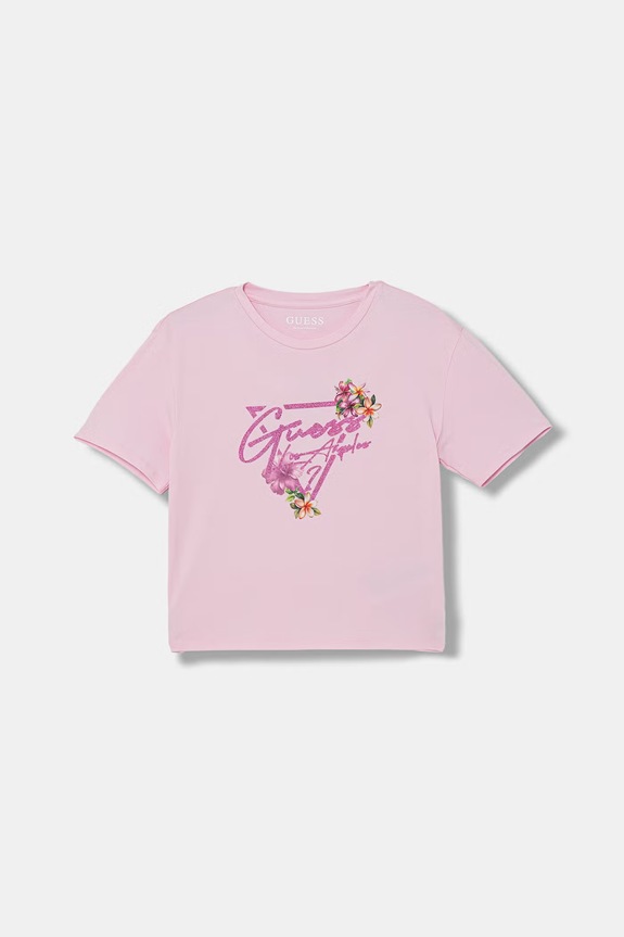 Guess tričko detské bavlnené s elastanom ružová J6GI15.K6YW4.PPY2.M