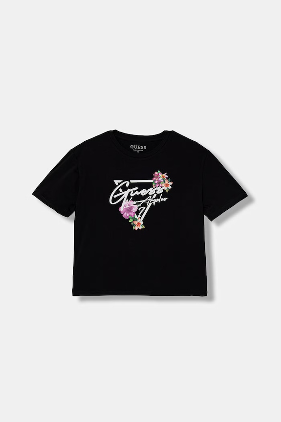 Guess tričko detské bavlnené s elastanom čierna J6GI15.K6YW4.PPY2.M