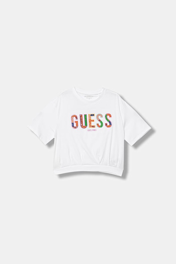 Guess T-shirt dziecięcy bawełniany z elastanem biały J6GI16.K6YW4.PPY2.M