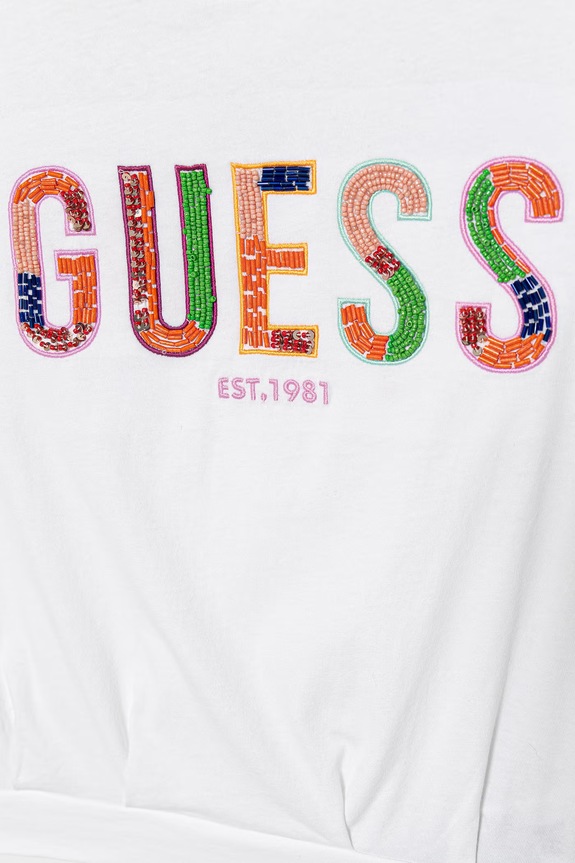 Dziewczynka Guess T-shirt dziecięcy bawełniany z elastanem J6GI16.K6YW4.PPY2.M biały