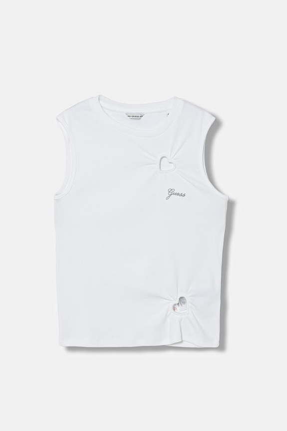 Guess top pentru copii, din bumbac cu elastan alb J6GI31.KBZP4.PPY2.M