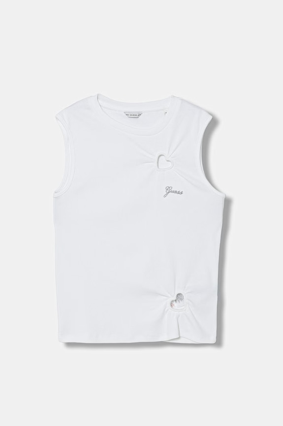 Guess top pentru copii, din bumbac cu elastan alb J6GI31.KBZP4.PPY2.M