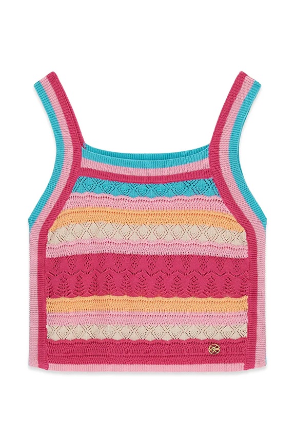 Guess bluzka na ramiączkach dziecięca bawełniana J6GR03.Z5480.PPY2.M różowy SS26