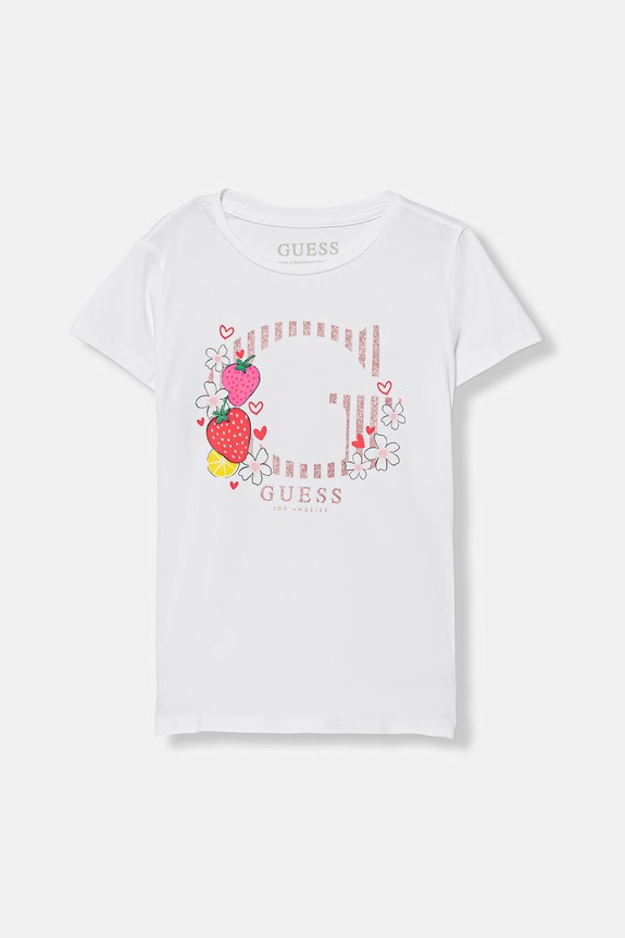 Guess t-shirt dziecięcy bawełniany z elastanem biały K6GI00.K6YW4.PPY2.M