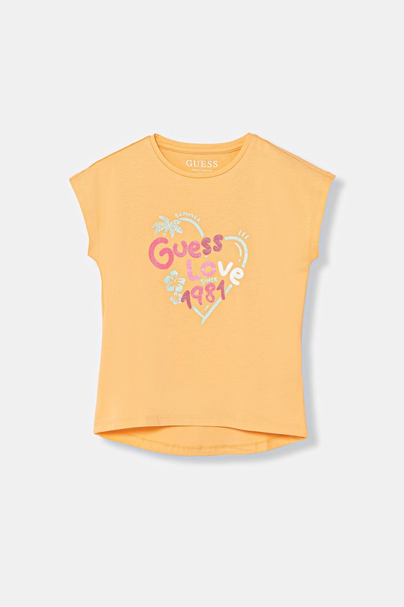 Guess tricou pentru copii, cu amestec de bumbac portocaliu K6GI03.K6YW4.PPY2.M