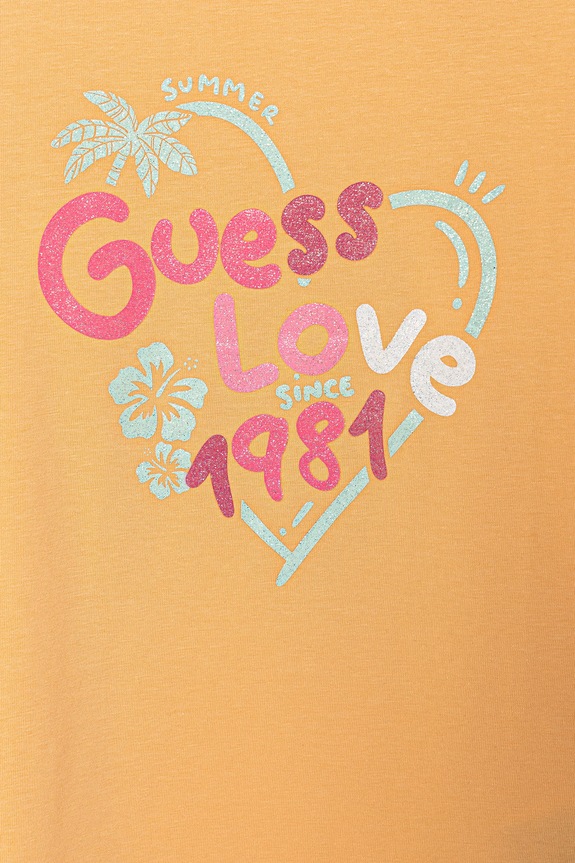 Fete Guess tricou pentru copii, cu amestec de bumbac K6GI03.K6YW4.PPY2.M portocaliu