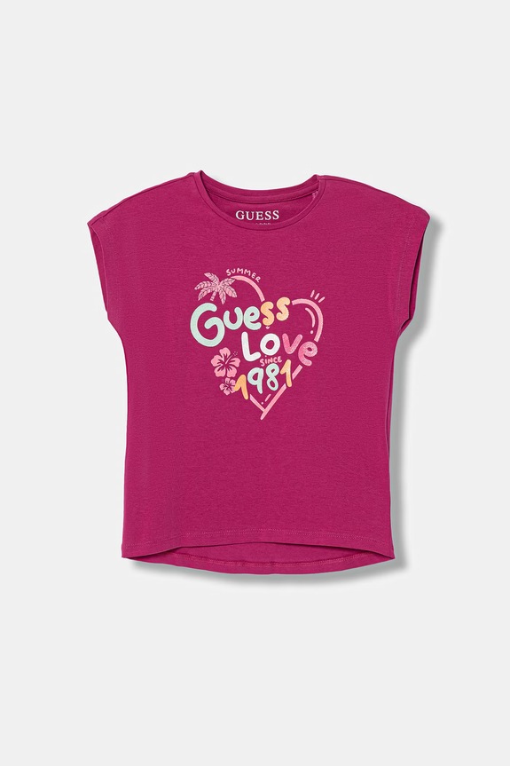 Guess tricou pentru copii, cu amestec de bumbac roz K6GI03.K6YW4.PPY2.M