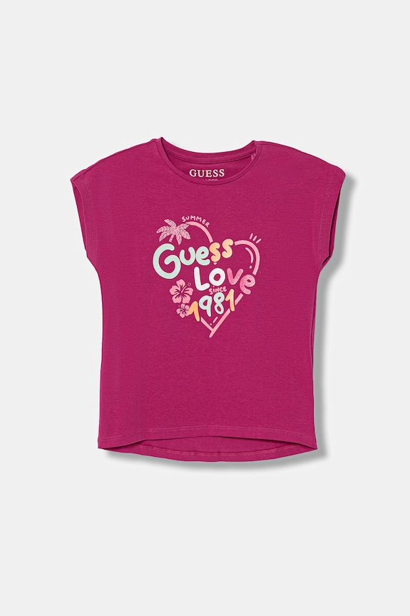 Guess tricou pentru copii, cu amestec de bumbac roz K6GI03.K6YW4.PPY2.M
