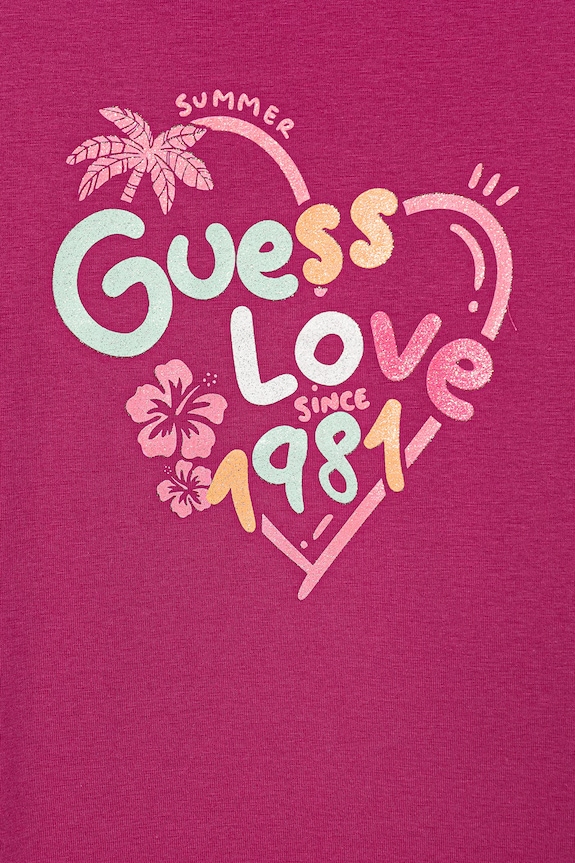 Fete Guess tricou pentru copii, cu amestec de bumbac K6GI03.K6YW4.PPY2.M roz
