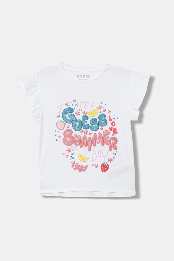 Παιδικό μπλουζάκι Guess στάμπα λευκό K6GI11.K6YW4.PPY2.M