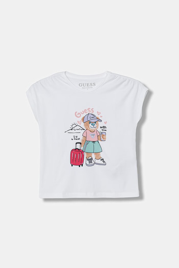 Παιδικό μπλουζάκι Guess στάμπα λευκό K6GI18.K6YW4.PPY2.M