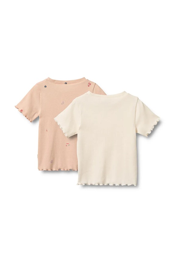 Wheat tricou pentru copii, din bumbac pachet de 2 0132.178a.GOTS roz SS26