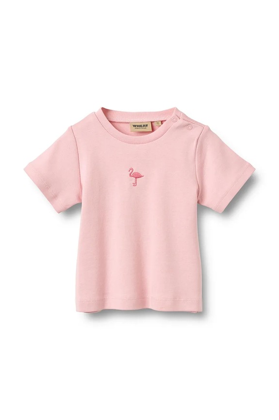 Wheat tricou din bumbac pentru bebeluși imprimeu roz 4110.010.GOTS