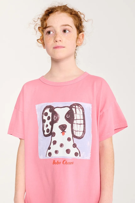 Bobo Choses tricou de bumbac pentru copii Van Dog T-shirt print roz 126AC158