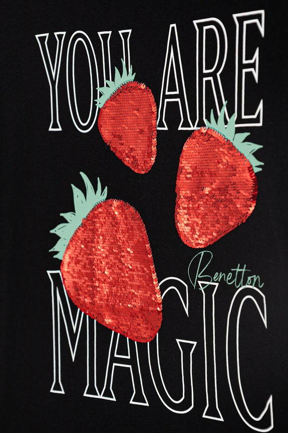 Дівчинка United Colors of Benetton футболка дитяча бавовняна 3I1XC10SF.G.Stagionale чорний