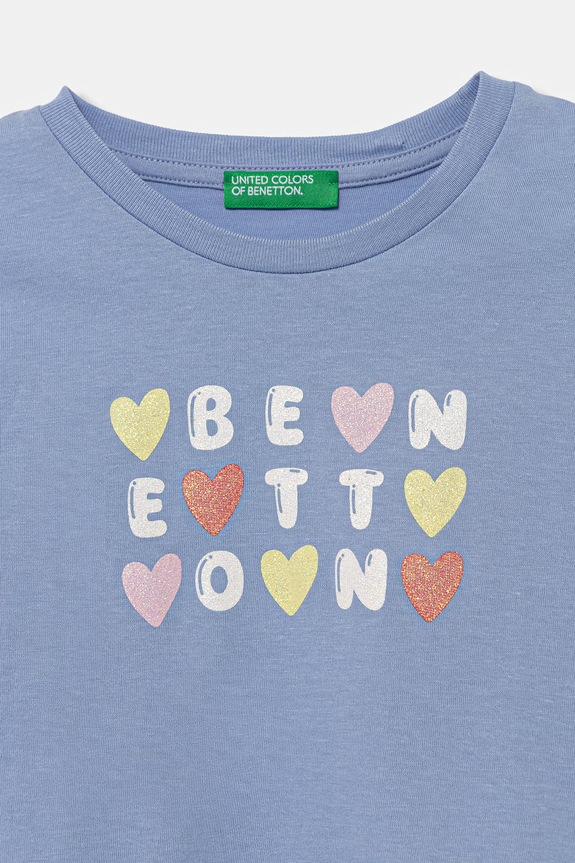 Дівчинка United Colors of Benetton футболка дитяча бавовняна 3I1XG10LU.P.Stagionale блакитний