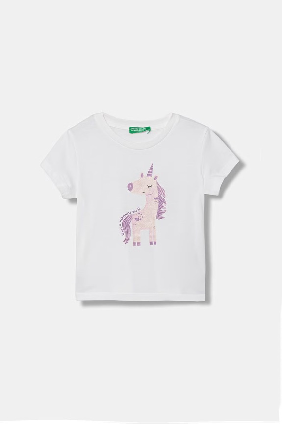 United Colors of Benetton тениска за деца от памук бял 3I1XG10M8.P.Stagionale