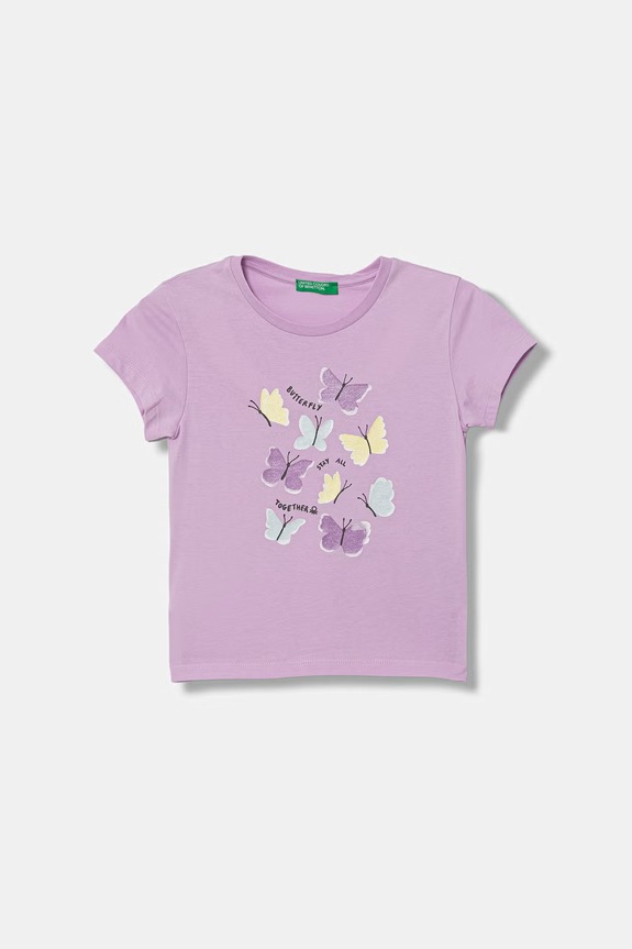 United Colors of Benetton tricou pentru copii din bumbac violet 3I1XG10M8.P.Stagionale