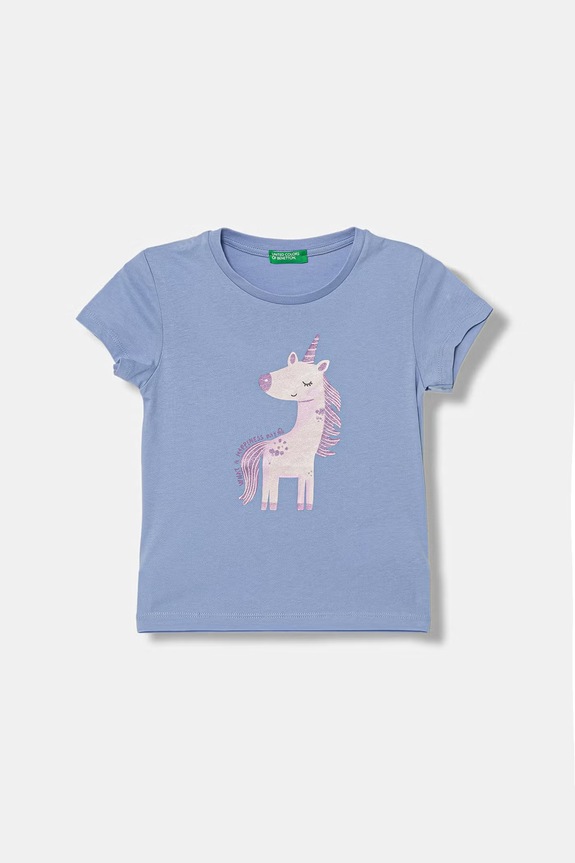 United Colors of Benetton футболка дитяча бавовняна блакитний 3I1XG10M8.P.Stagionale