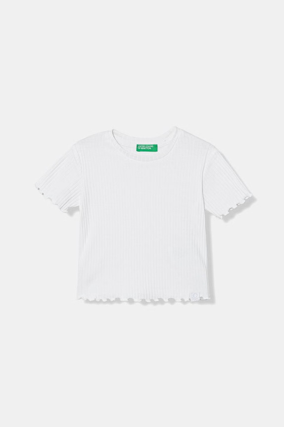 United Colors of Benetton tricou pentru copii, din bumbac cu elastan alb 3F1EG10HZ.P.Stagionale