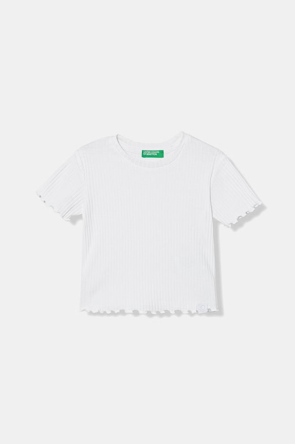United Colors of Benetton tricou pentru copii, din bumbac cu elastan alb 3F1EG10HZ.P.Stagionale