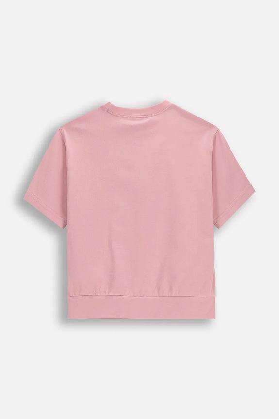 Coccodrillo t-shirt dziecięcy bawełniany z elastanem WC6143202HGK różowy SS26