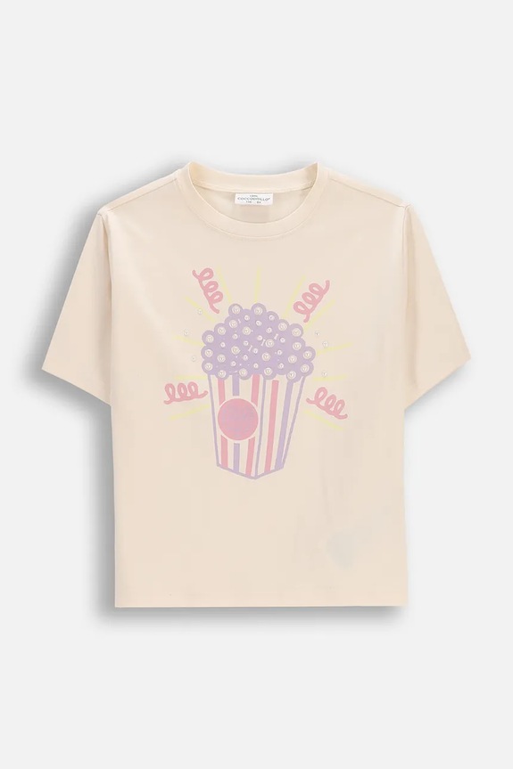 Coccodrillo majica za djecu od pamuka s elastanom bež WC6143205HGK