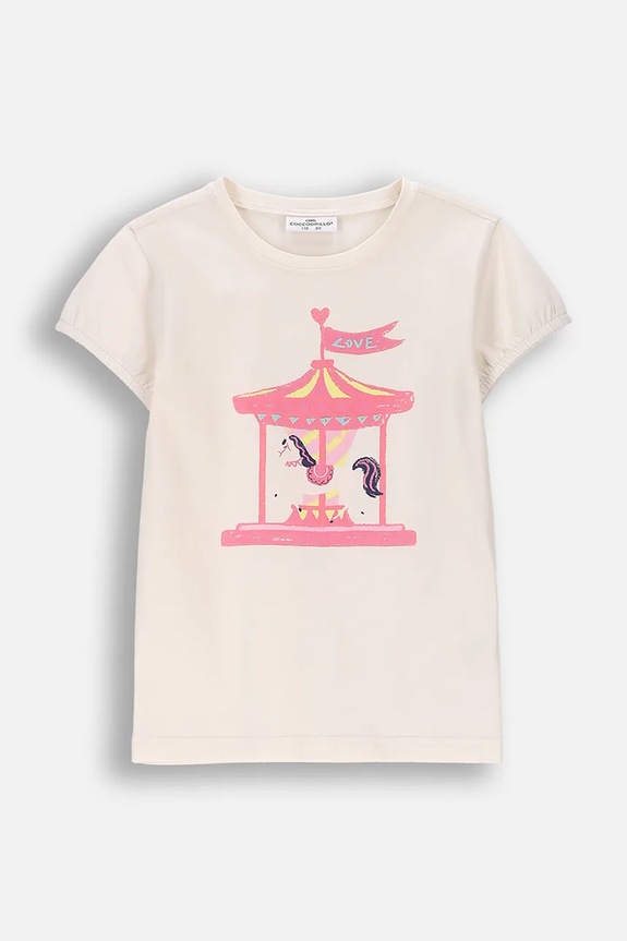 Coccodrillo t-shirt dziecięcy bawełniany beżowy WC6143207FGK