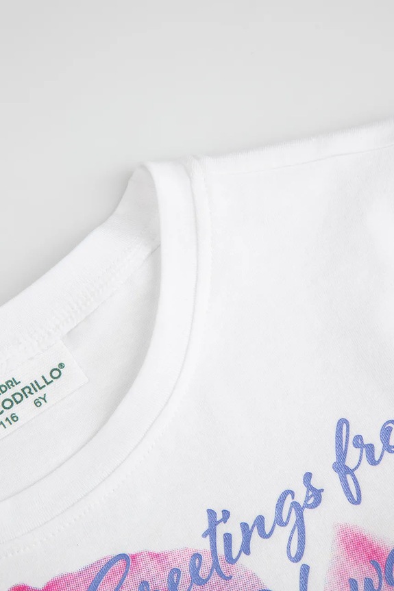 Fete Coccodrillo tricou pentru copii, cu bumbac WC6143203VGB alb