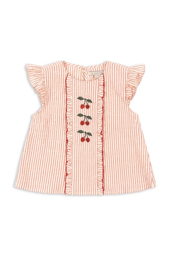 Konges Sløjd bluză cu volane pentru copii, din bumbac ELLIE FRILL TOP GOTS roz KS105347.PPY2
