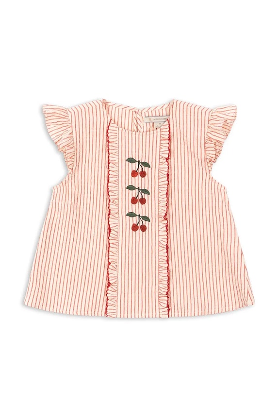 Konges Sløjd bluză cu volane pentru copii, din bumbac ELLIE FRILL TOP GOTS roz KS105347.PPY2