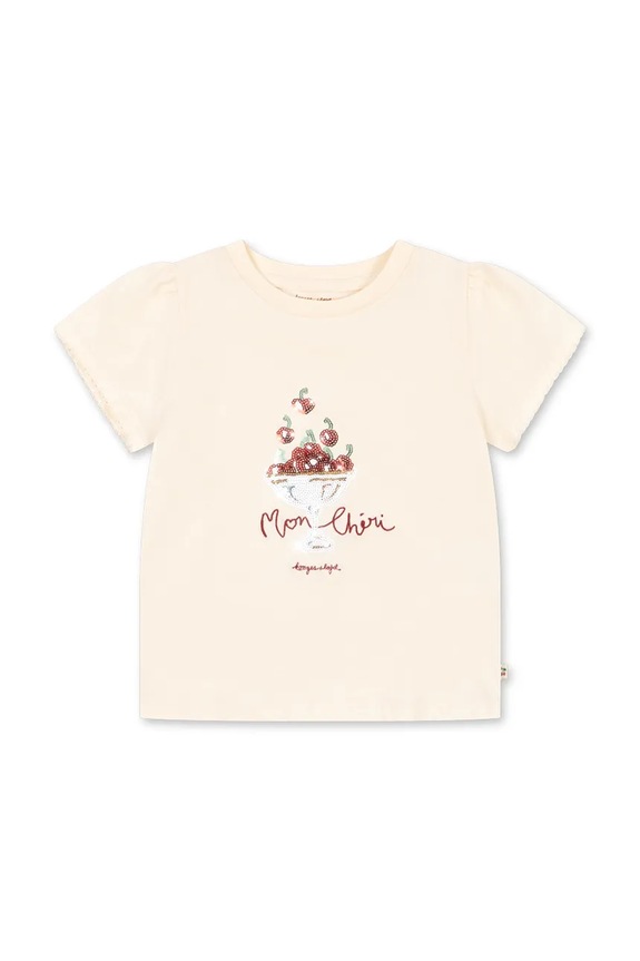 Konges Sløjd t-shirt παιδικό βαμβακερό FAMO PUFF TEE GOTS μπεζ KS105368.PPY2