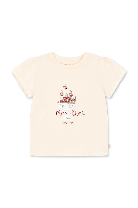 Konges Sløjd t-shirt παιδικό βαμβακερό FAMO PUFF TEE GOTS μπεζ KS105368.PPY2