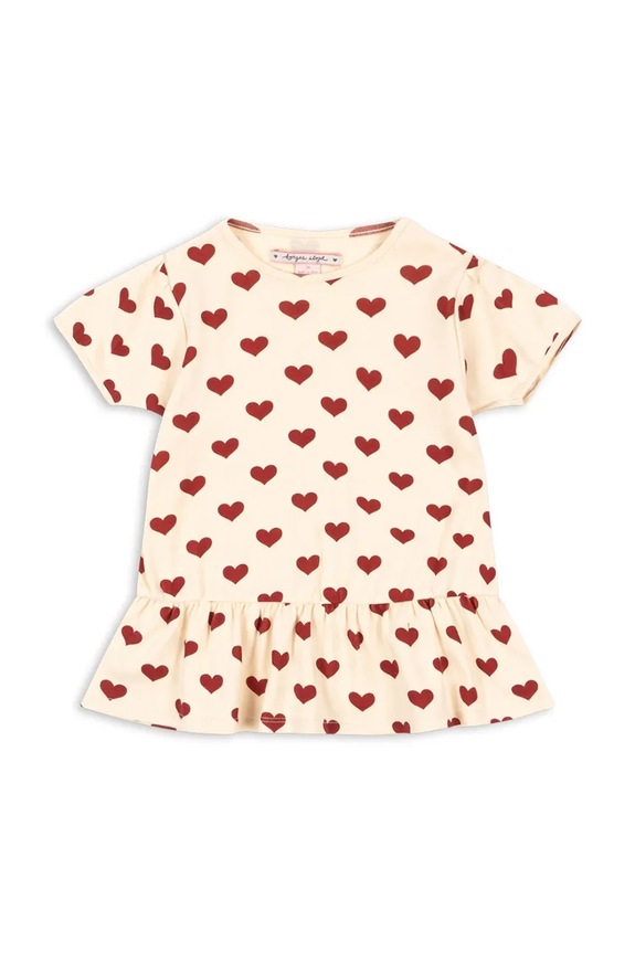 Konges Sløjd tričko detské s bavlnou BASIC FRILL TEE GOTS béžová KS105657.PPY2