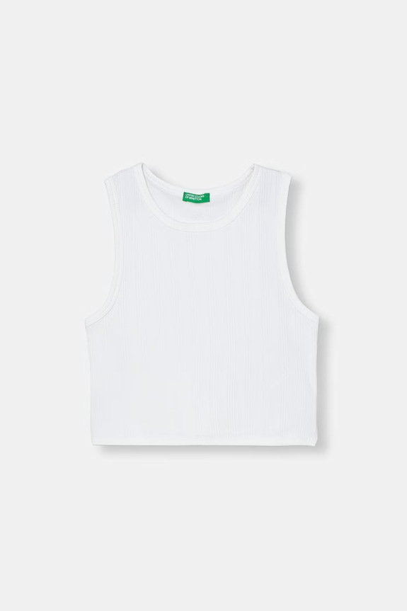 United Colors of Benetton top detský bavlnený s elastanom biela 3S2UCH025.G.seasonal