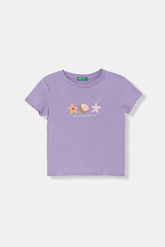 United Colors of Benetton kratka majica otroška bombažna vijolična 3I1XG10N1.P.seasonal