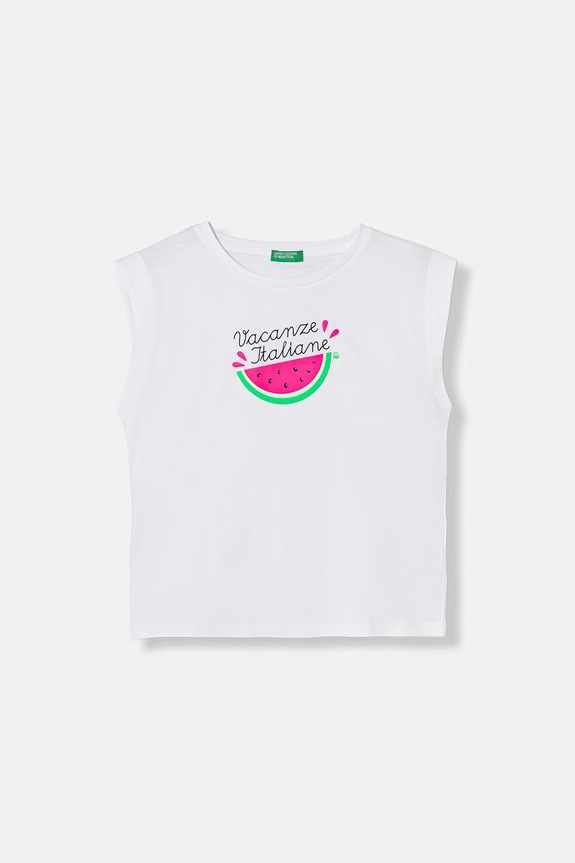 United Colors of Benetton t-shirt παιδικό βαμβακερό λευκό 3I1XC10TX.G.seasonal
