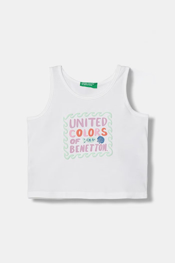 United Colors of Benetton top otroški bombažen bela 3I1XGH016.P.seasonal