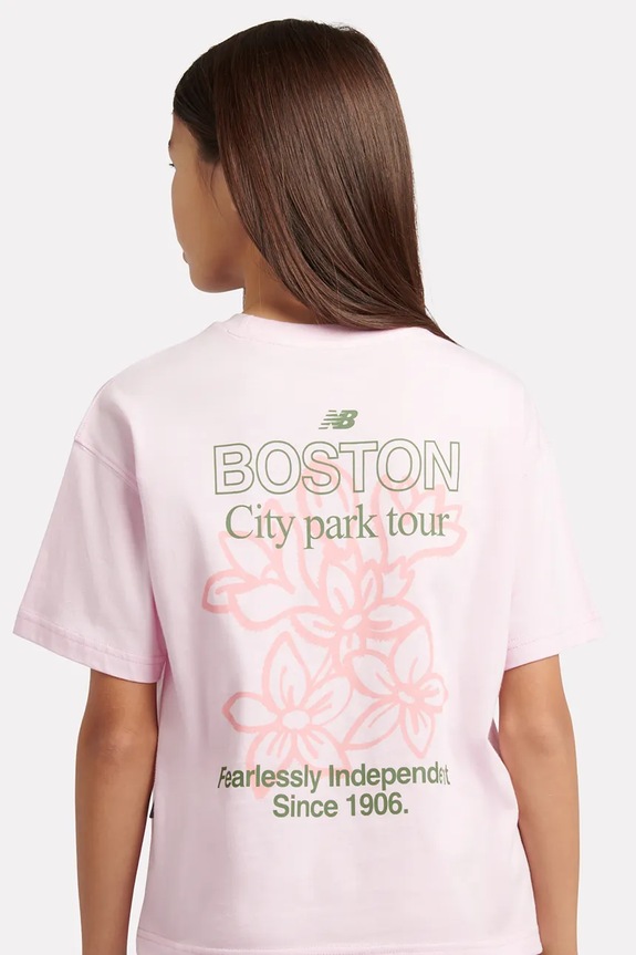 New Balance T-shirt dziecięcy bawełniany różowy YT6124R8