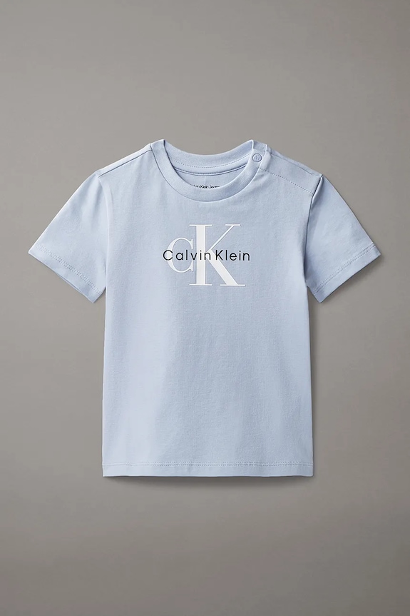 Βαμβακερό μωρουδιακό μπλουζάκι Calvin Klein Jeans στάμπα μπλε IN0IN00334.PPY2