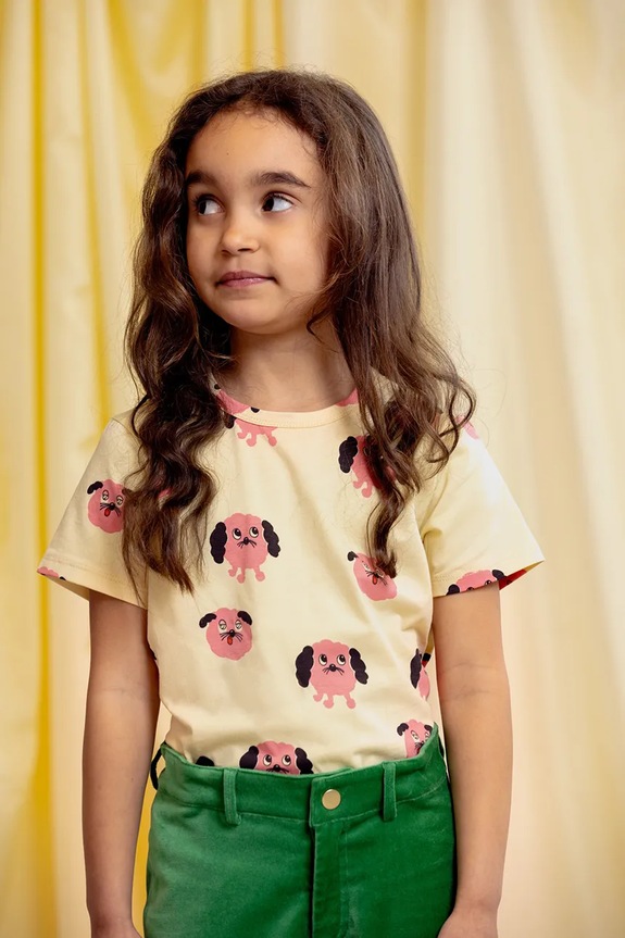 Παιδικό μπλουζάκι Mini Rodini Doggie εμπριμέ κίτρινο 26120111