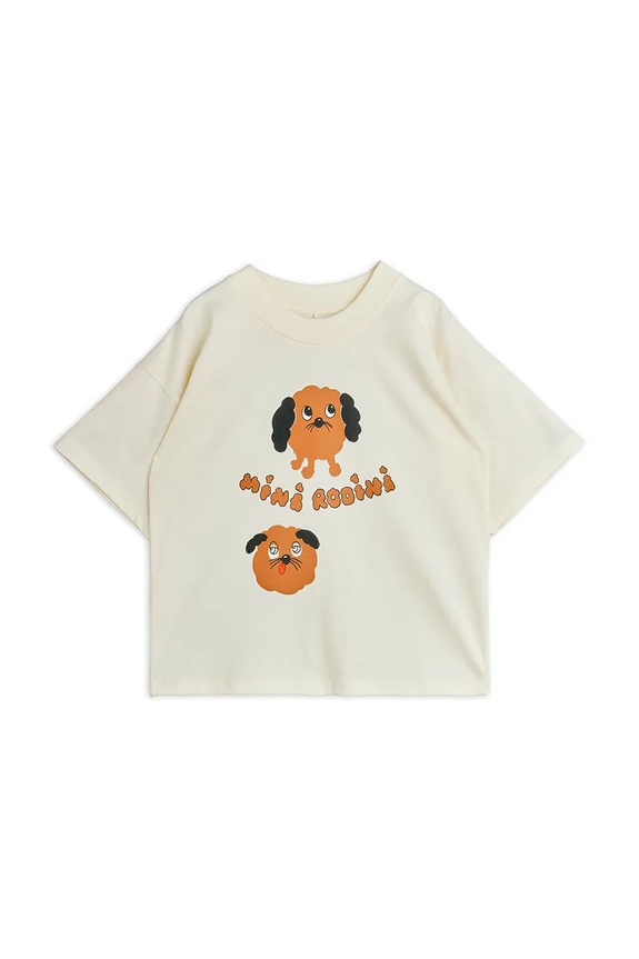 Παιδικό βαμβακερό μπλουζάκι Mini Rodini Doggie στάμπα λευκό 26120112